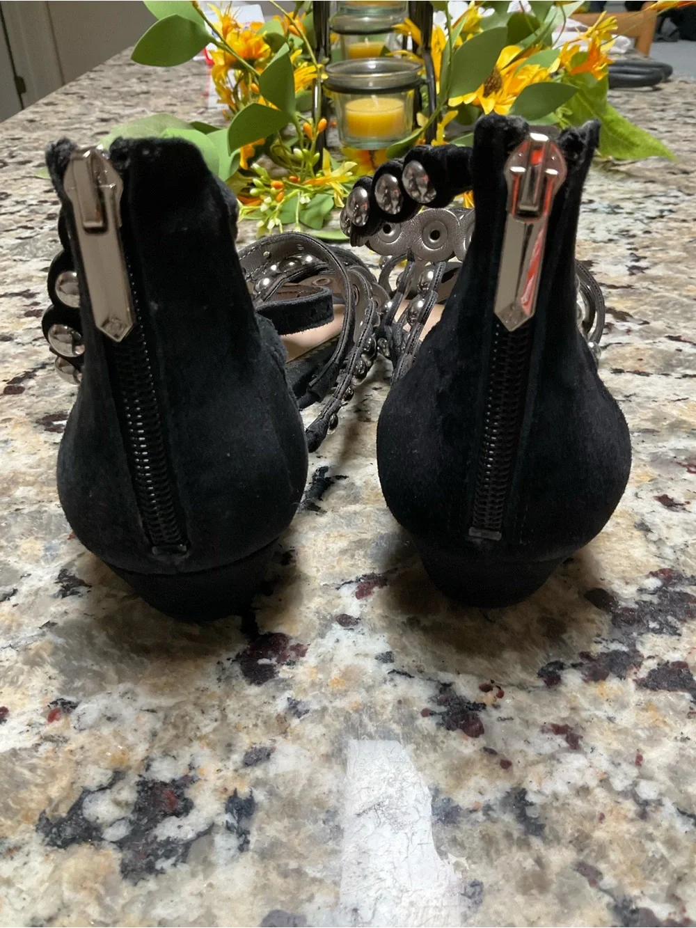 Sam Edelman Black Suede Strappy Gladiator Sandals